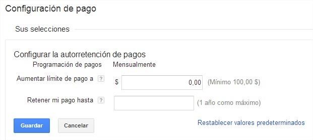 Cambio de limite de pago google adsense, cambio configuracion pago adsense